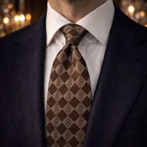 GIORGIO ARMANI Vintage Brown Geometric Silk Tie NWT Made in Italy